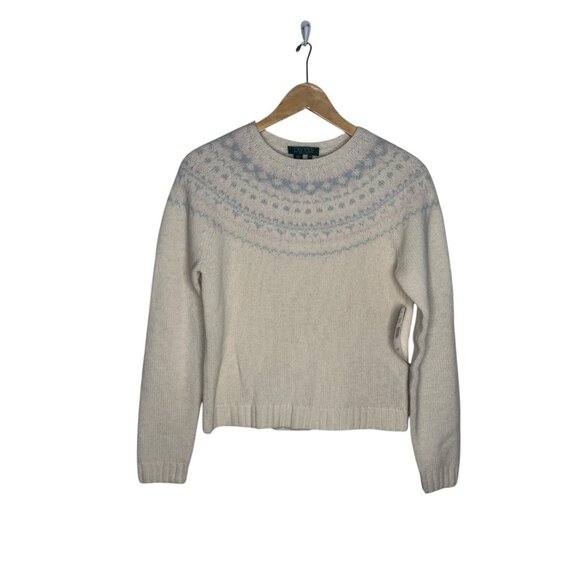 Vintage Lauren Ralph Lauren Antique Ivory Fair Isle Lambswool Sweater NWT - Picture 5 of 9